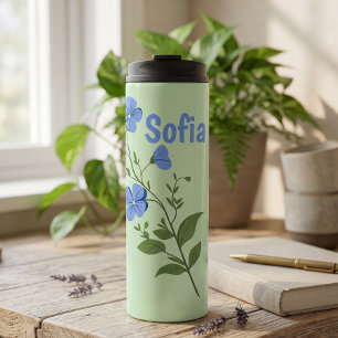 Garrafa Térmica Margarida floral moderna personalizada bonita eleg