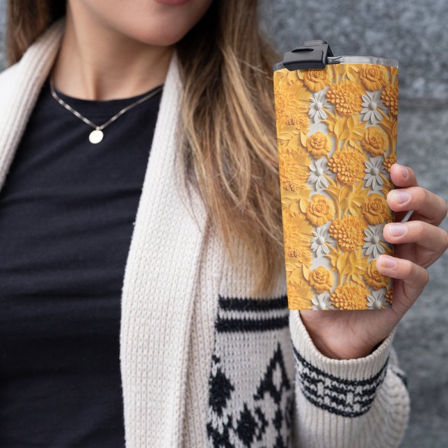 Garrafa Térmica Marigold Floral 3D (MARIGOLD FLORAL TUMBLER  )