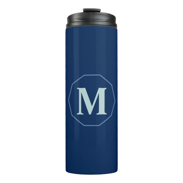 Garrafa Térmica Marinho Blue elegant monograma personalizado (Frente)