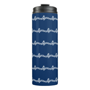 Garrafa Térmica Marinho Blue White rope waves