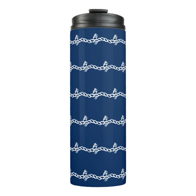 Garrafa Térmica Marinho Blue White rope waves (Frente)