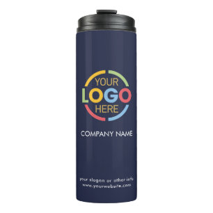 Garrafa Térmica Marinho com marca na moda Logotipo comercial azul