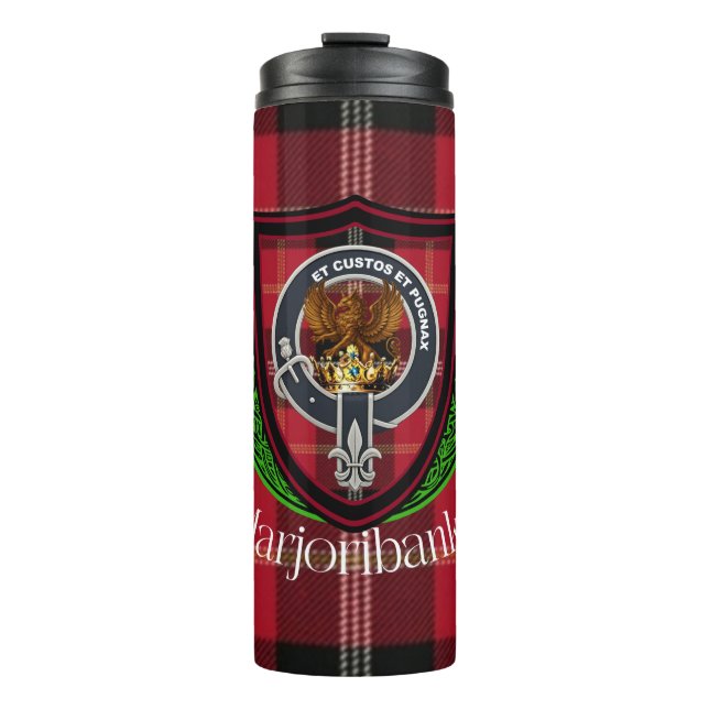 Garrafa Térmica Marjoribanks Scottish Clan Tartan & Crest (Frente)