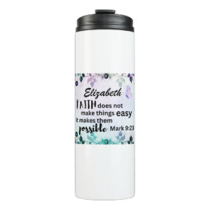 Garrafa Térmica Mark 9:23 Faith Torna Possível Flora Personalizada