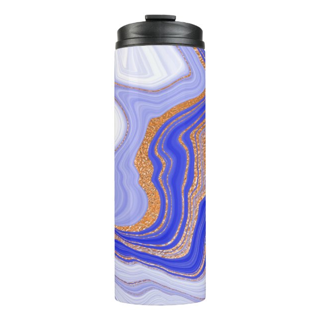 Garrafa Térmica Mármore azul com textura dourada (Frente)