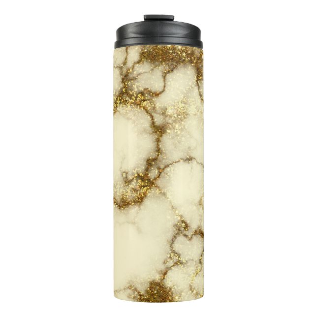 Garrafa Térmica Mármore Brilho Dourado Glam (Frente)