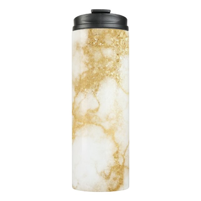 Garrafa Térmica Mármore Dourado Glam Glitter (Frente)