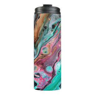Garrafa Térmica Mármore rosa e verde
