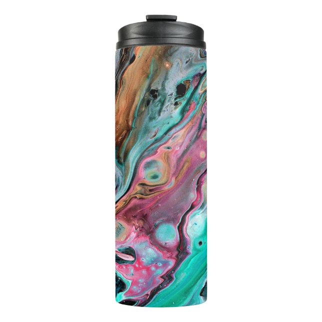 Garrafa Térmica Mármore rosa e verde (Frente)