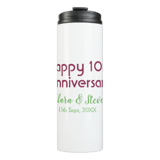Garrafa Térmica MARON GREEN PASTEL happy 10th anniversary wedding