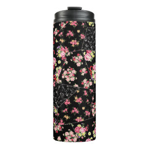 Garrafa Térmica Máscara sem costura de design floral bonito