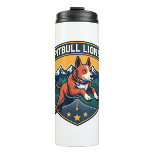 Garrafa Térmica Mascote Esportivo Vintage Leões Pitbull Vetor D