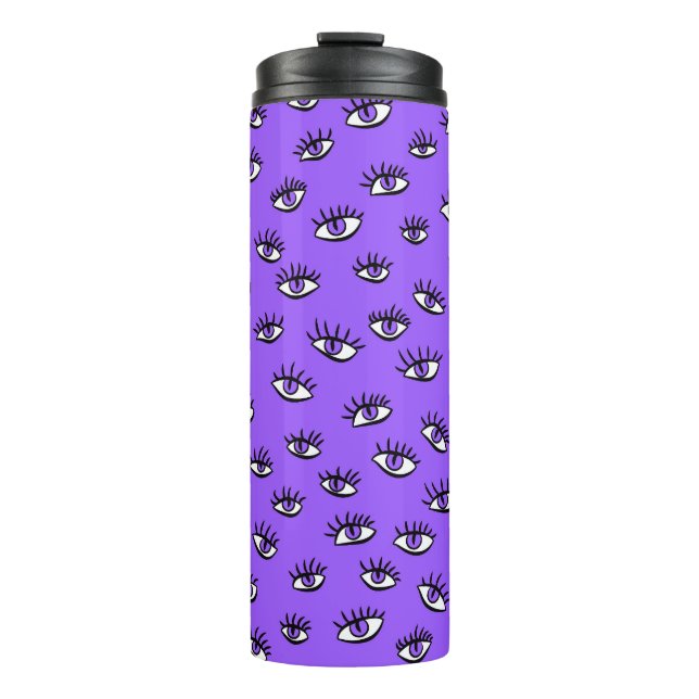 Garrafa Térmica Mau de Olhos Roxos do Dia das Bruxas (Frente)