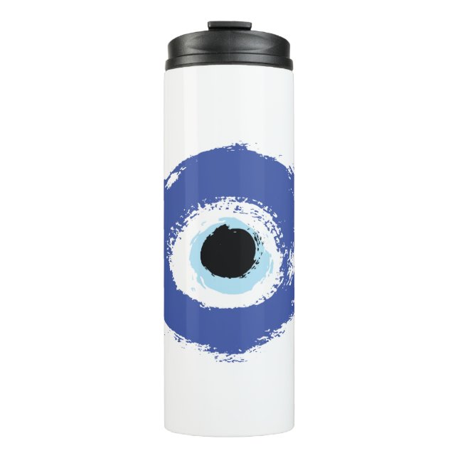 Garrafa Térmica Mau Olho Artístico Azul Grego (Frente)
