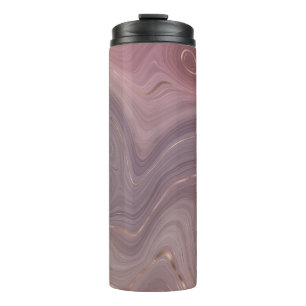 Garrafa Térmica Mauve Strata   Cinza-rosa poeirento e agato Dourad