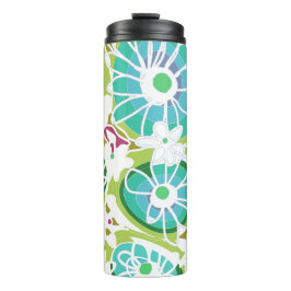 Garrafa Térmica Mazipoodles Love Flowers - Verde Teal Purple Branc