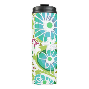 Garrafa Térmica Mazipoodles Love Flowers - Verde Teal Purple Branc