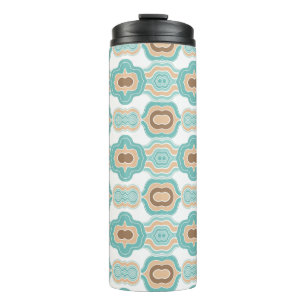 Garrafa Térmica Medalhão azul/tan/marrom colorido