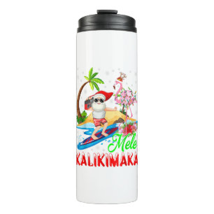 Garrafa Térmica Mele Kalikimaka Merry Xmas Hawaiian Flamingo Santa