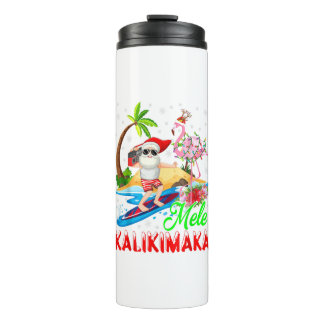 Garrafa Térmica Mele Kalikimaka Merry Xmas Hawaiian Flamingo Santa