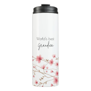 Garrafa Térmica Melhor Avó do Mundo - Pastel Floral Personalizado