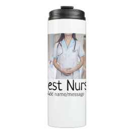 Garrafa Térmica Melhor enfermeira adicionar nome de foto texto méd