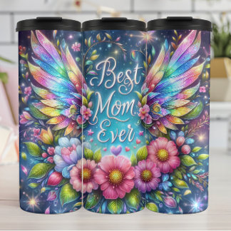 Garrafa Térmica Melhor Mãe: Anjo Wings, Homenagem Floral
