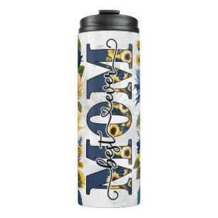 Garrafa Térmica Melhor Mãe Azul Amarelo Floral