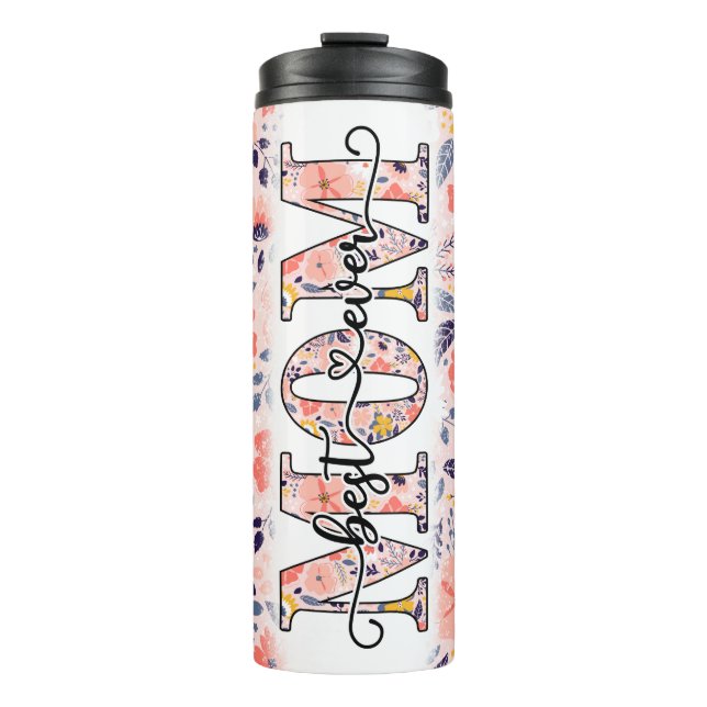 Garrafa Térmica Melhor Mãe Rosa Floral (Frente)