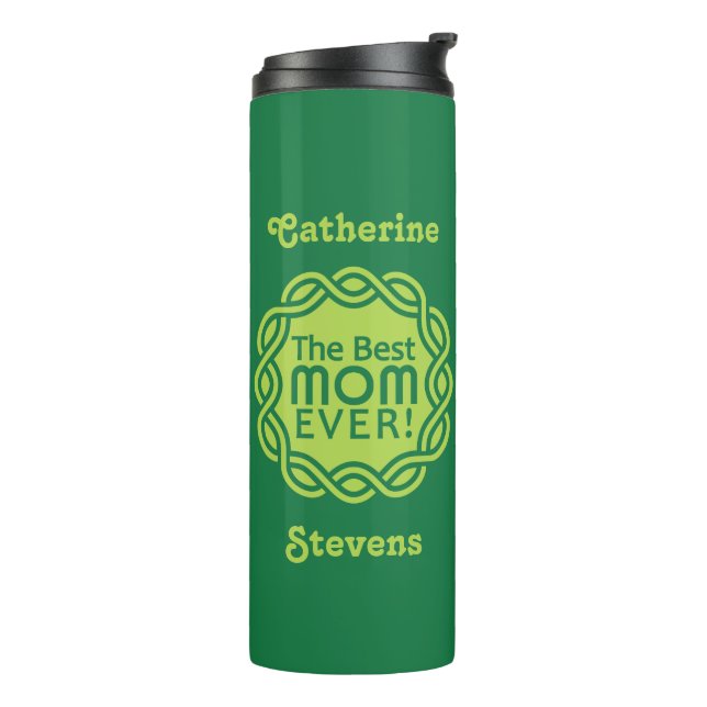 Garrafa Térmica MELHOR nome personalizado MOM & tumbler colorido (Giro à esquerda)