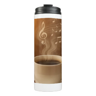 Garrafa Térmica "Melodias em Vapor: Caneca de Arte de Xícara de Ca