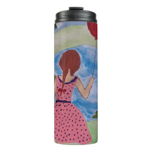 Garrafa Térmica Menina com Tumbler Térmico do Balão Vermelho