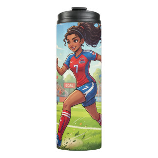 Garrafa Térmica Menina de Desenho Animado Fofo Jogando Futebol