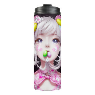 Garrafa Térmica Menina de páscoa/anime primavera