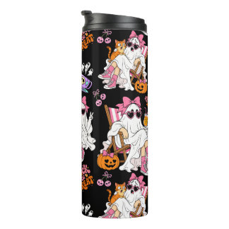 Garrafa Térmica Menina Fantasma Rosa Halloween Fofo Assustador