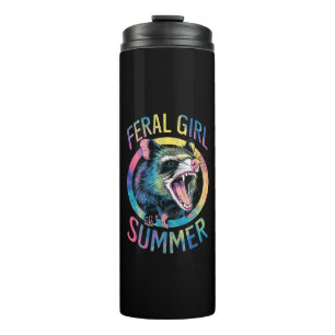 Garrafa Térmica Menina Feral Verão Gambá Tie Dye Mapache