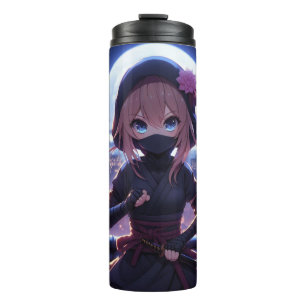 Garrafa Térmica Menina guerreira Ninja bonita