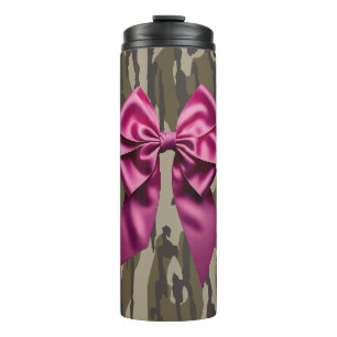 Garrafa Térmica Meninas Camo Laço Rosa Camuflagem Fundo