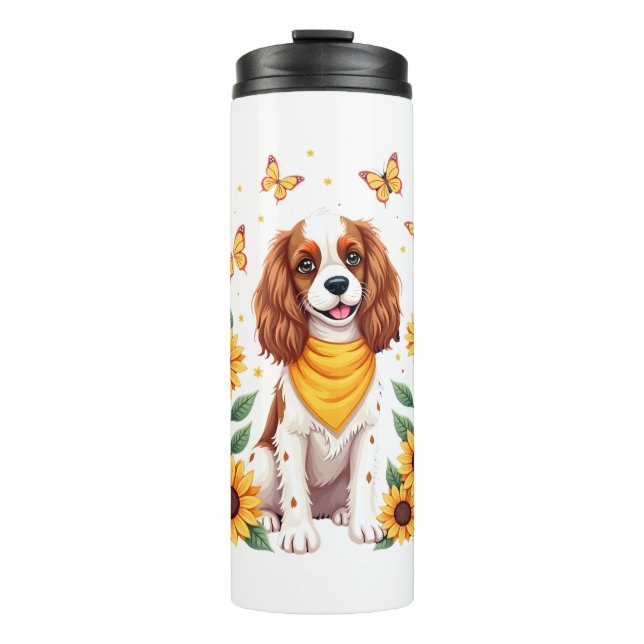 Garrafa Térmica Meninas Mulheres Mãe Cavalier King Charles Spaniel (Frente)