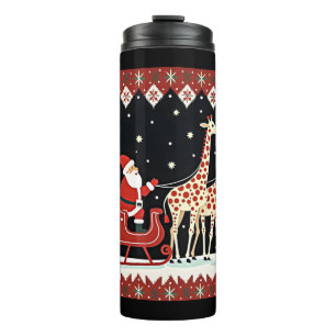 Garrafa Térmica Meninas Papai Noel Andando Girafa Sleigh Feia