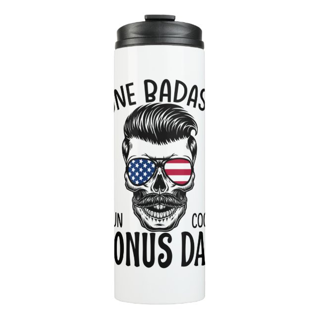 Garrafa Térmica Mens One Badass Bonus Step Pai Engraçado Presente  (Frente)