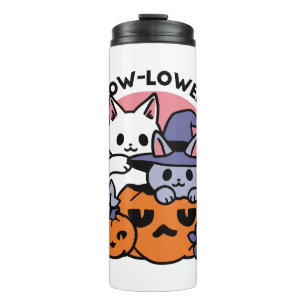 Garrafa Térmica Meow-Loween - Design de Gato de Halloween