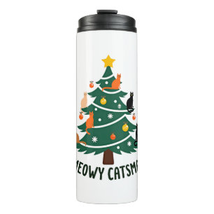 Garrafa Térmica Meowy Catmas Gato Árvore de Natal Xmas Divertido P