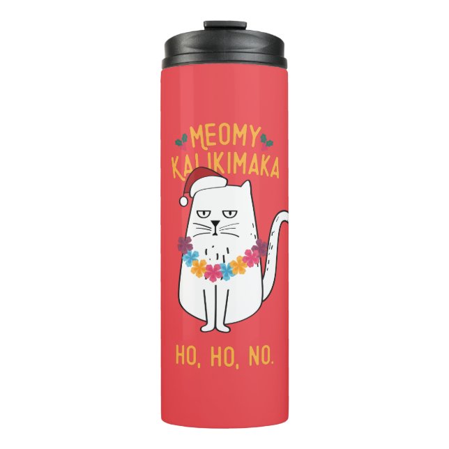 Garrafa Térmica Meowy Kalikimaka Engraçado Natal (Frente)