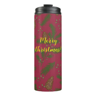 Garrafa Térmica Merry Christmas Pinecones & Sprigs Thermal Tumbler