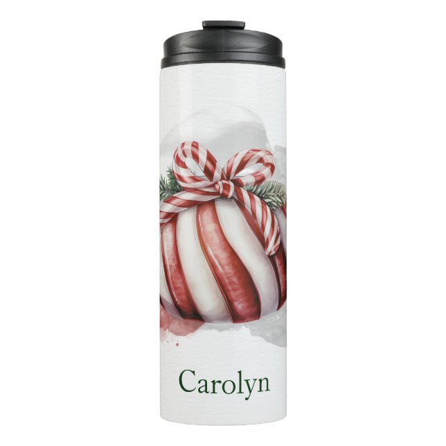 Garrafa Térmica Merry Christmas Watercolor Candy Candy Candy Candy (Frente)