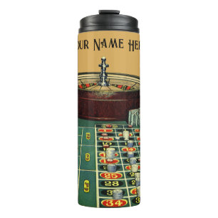 Garrafa Térmica Mesa de roleta vintage jogo de casino, fichas de j