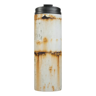 Garrafa Térmica Metal branco enferrujado: superfície texturizada