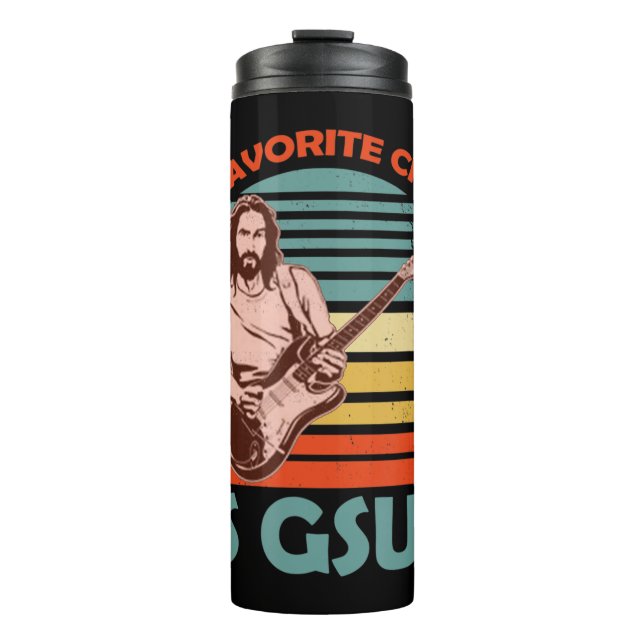 Garrafa Térmica Meu Cordão Favorito É Gsus Jesus Guitarista Guitar (Frente)