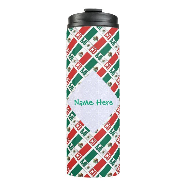 Garrafa Térmica México: Bandeira mexicana com verde personalizada (Frente)